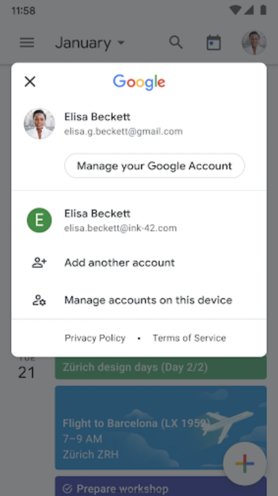 What's new in Google Workspace 日曆的帳戶檢視與切換