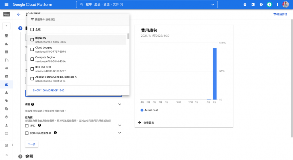 預算和快訊 使用範例四