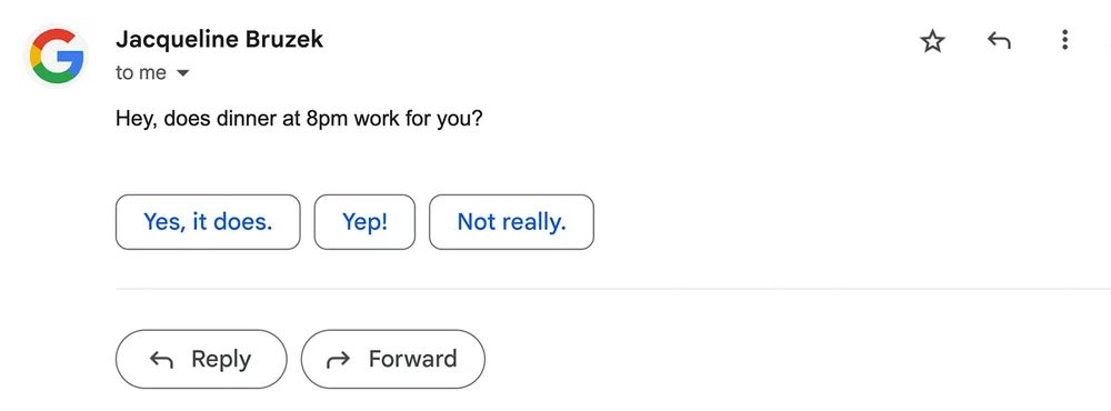 Google Workspace Gemini (Duet AI) - One-click reply: