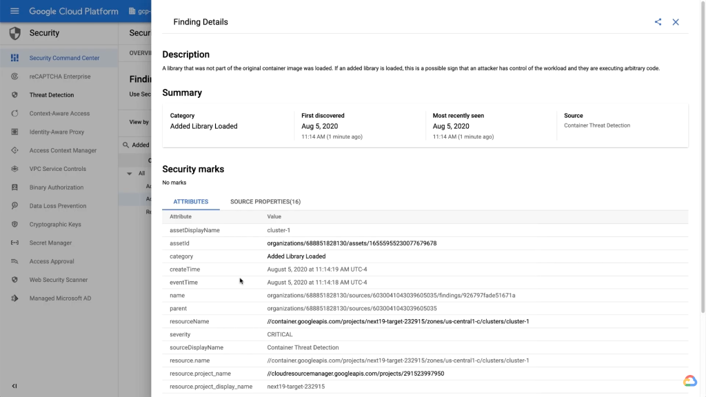 Google Cloud Security Command Center- 容器威脅偵測 Container Threat Detection