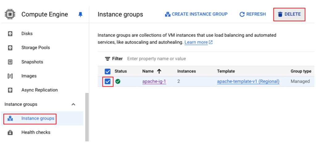 Google Cloud 刪除 Instance Group