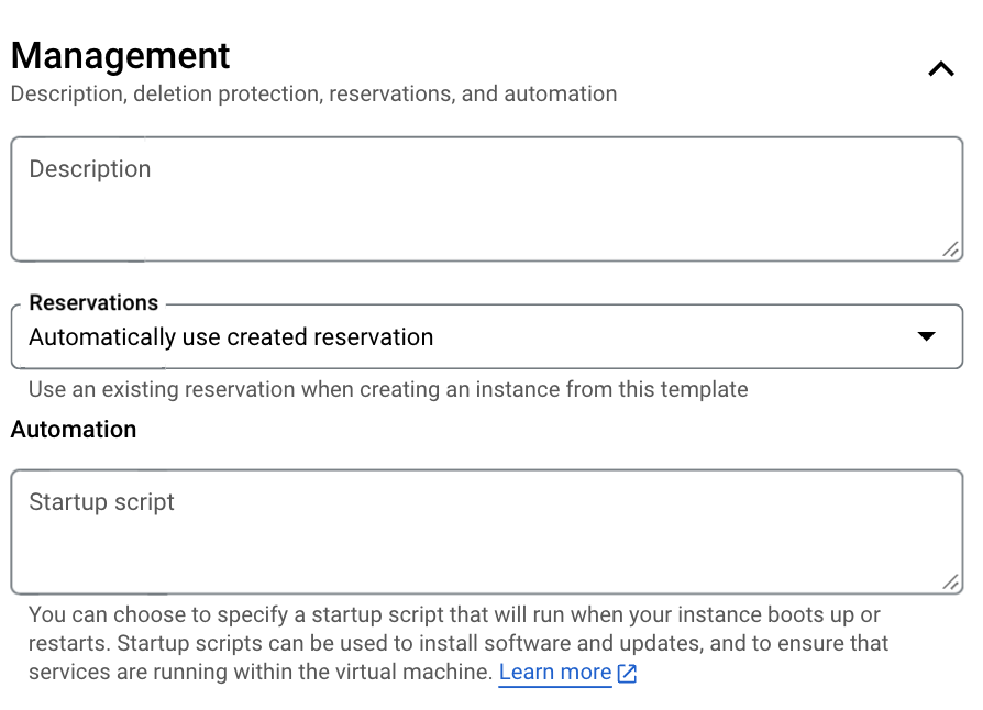 Google Cloud - 設定 Instance Template Automation 保持空白