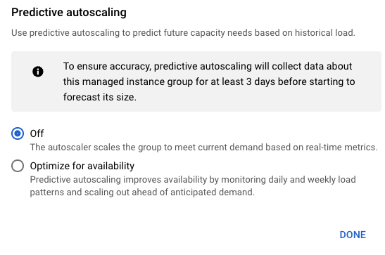 Google Cloud - Instance Group 的 Predictive Autoscaling