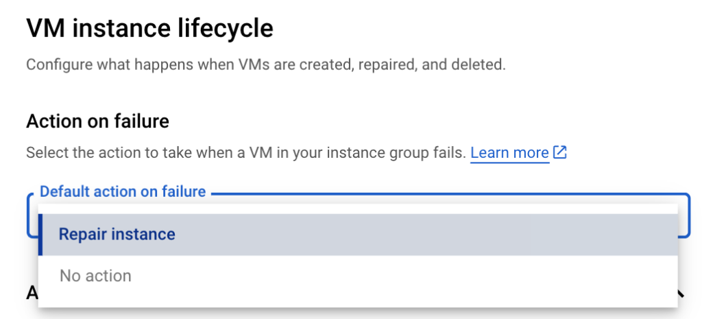 Google Cloud - Instance Group 的 Action On Failure
