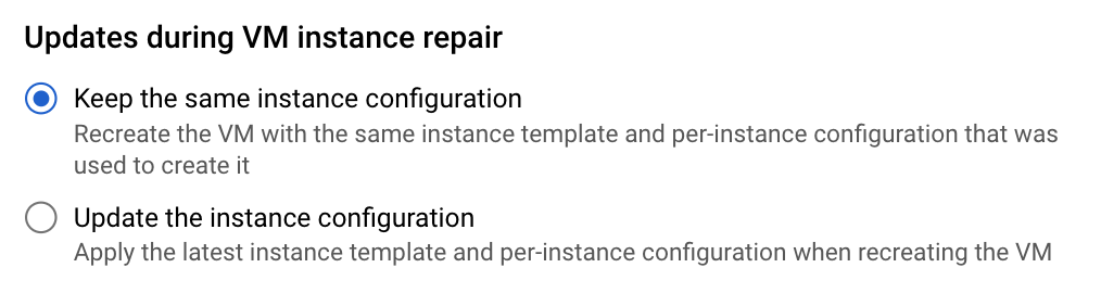 Google Cloud - 設定 Instance Group 主機重建時是否要更新版本
