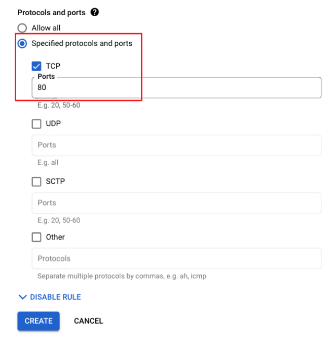 Google Cloud - 設定防火牆規則開放 Port HTTP 80