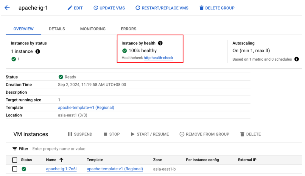 Google Cloud - 看到 Instance Group 變 Healthy 了