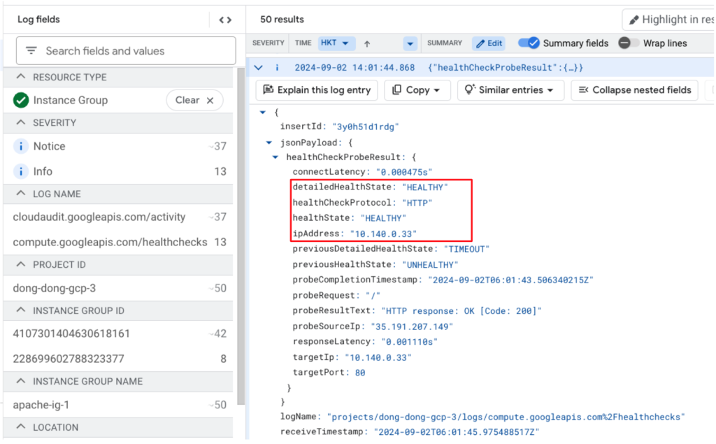 Google Cloud 從 Log 確認 Instance Group 檢查為 Healthy