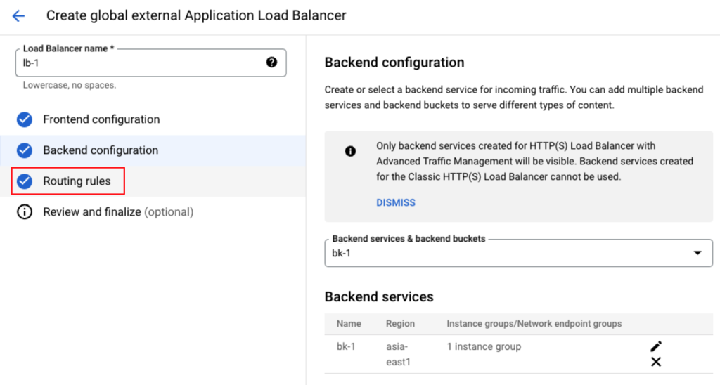 Google Cloud - 後端設定完成，進入 Routing Rules
