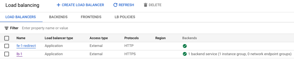 Google Cloud 確認 Load Balancer 建立完成
