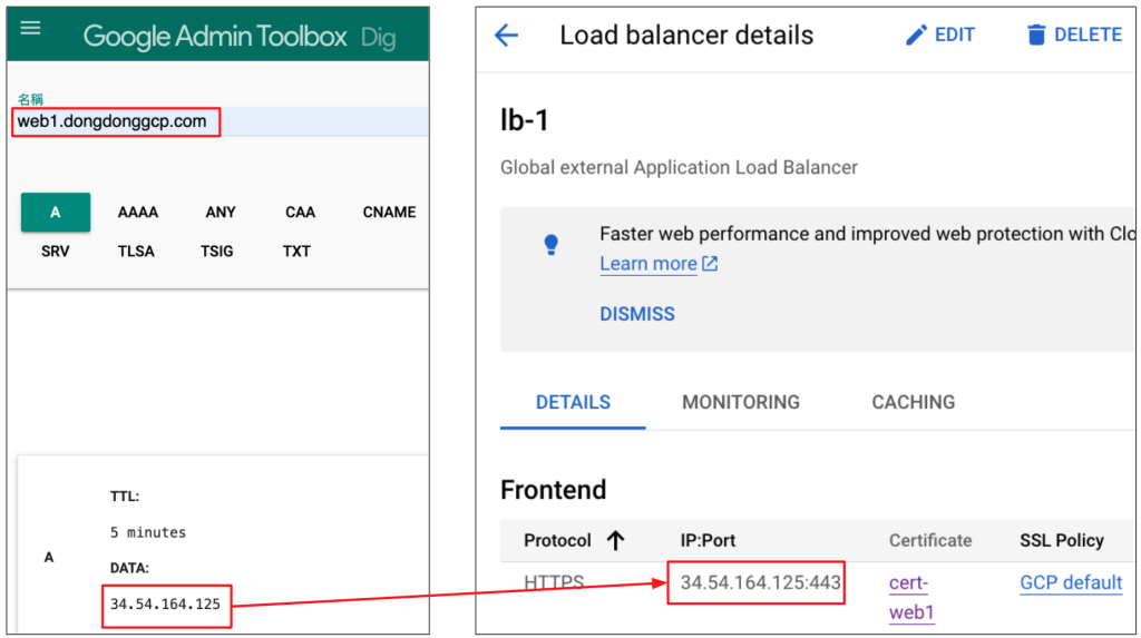 Google Cloud - 確認網域解析到 Load Balancer 的 IP
