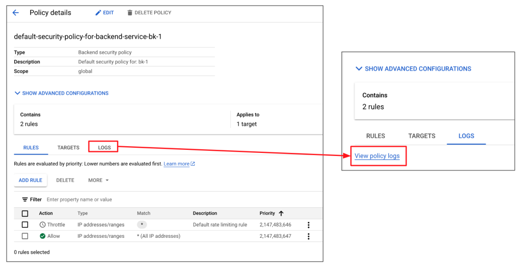 Google Cloud - 查看 Cloud Armor Policy Logs
