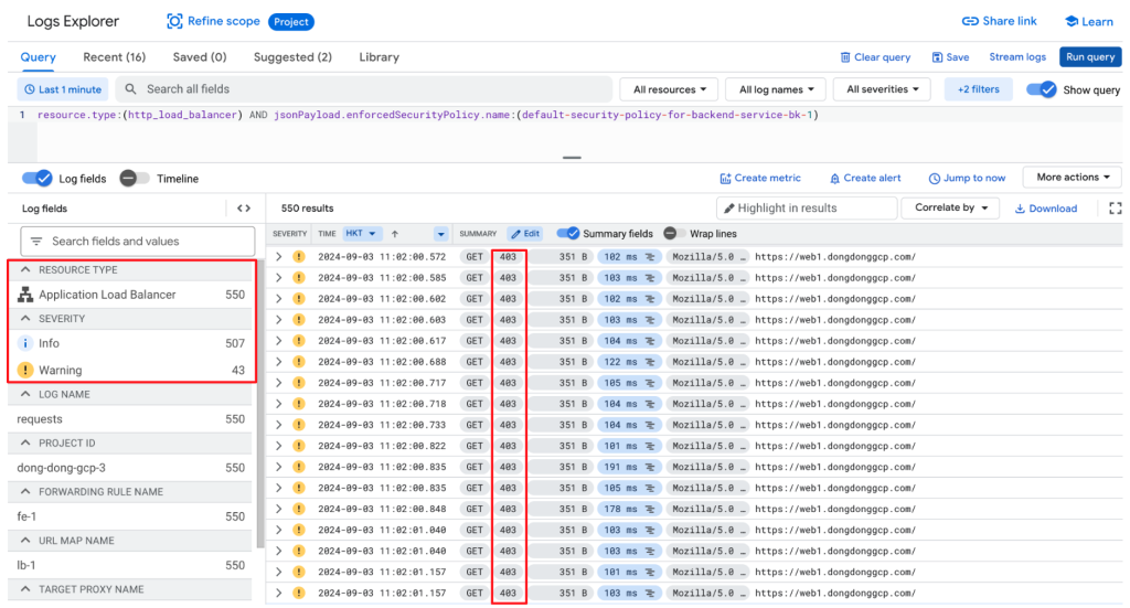 Google Cloud - 從 Cloud Logging 看到發出 550 次 Request，有 403 錯誤

