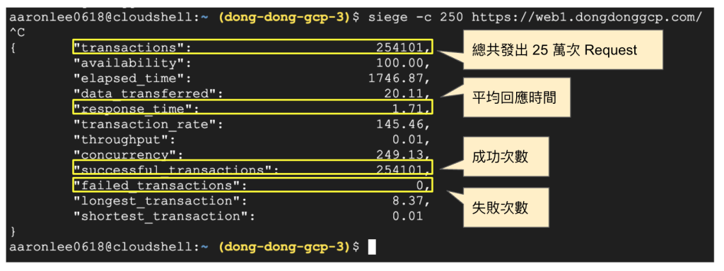Google Cloud - 確認 Siege 發送的 Request 數量統計
