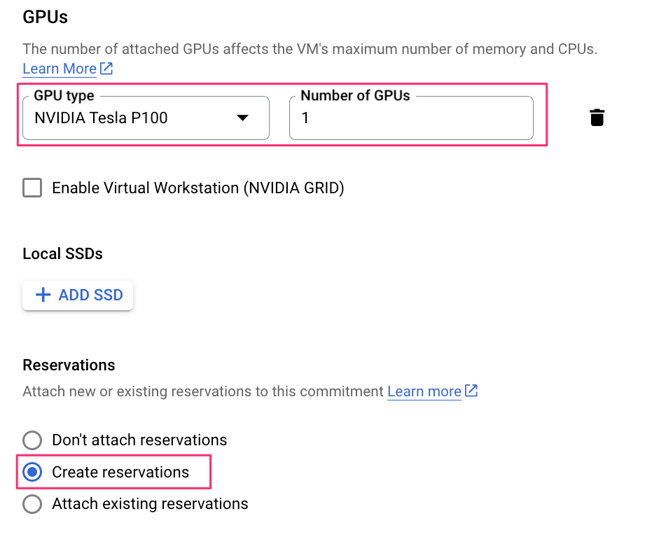 GCP VM 承諾使用折扣 (Committed Usage Discount; CUD), 以資源為基礎的 CUD, 選擇 asia-east1-a 有提供的 P100 GPU