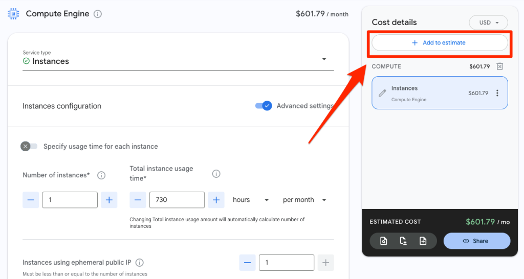 GCP VM 價格計算機-新版 GCP 價格計算機-增加計費項目
