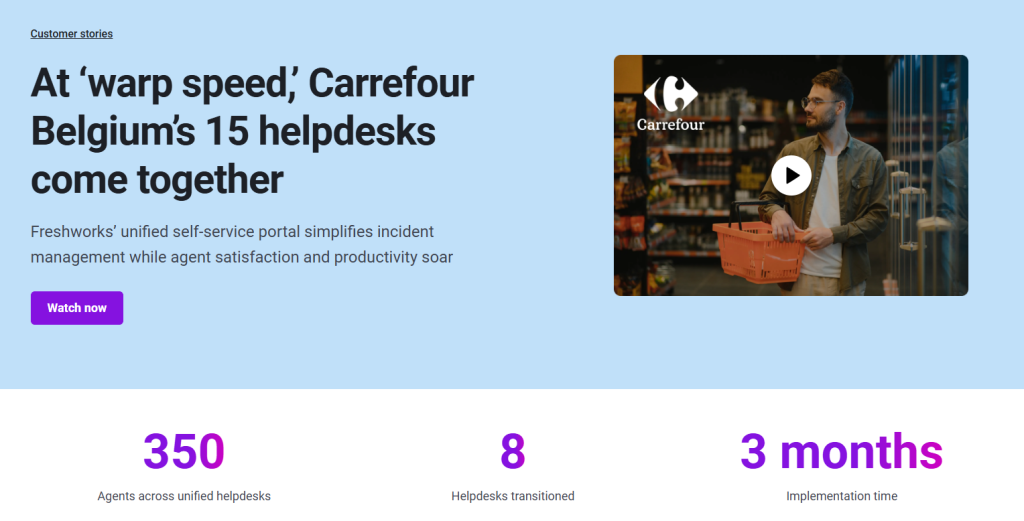 Freshworks ITSM Customer Stories - Carrefour Belgium