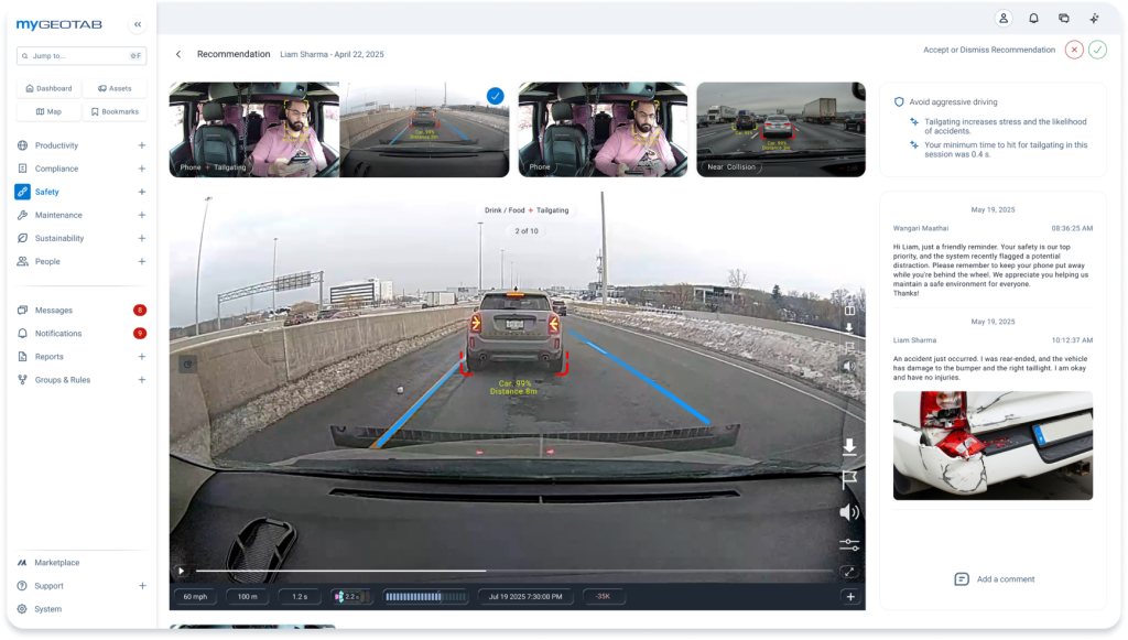 Geotab GO Focus Plus Coaching Flow