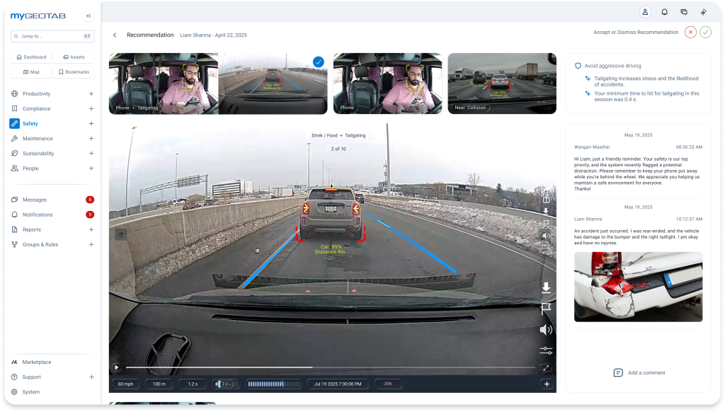 Geotab GO Focus Plus AI 行車記錄器輔助管理駕駛行為